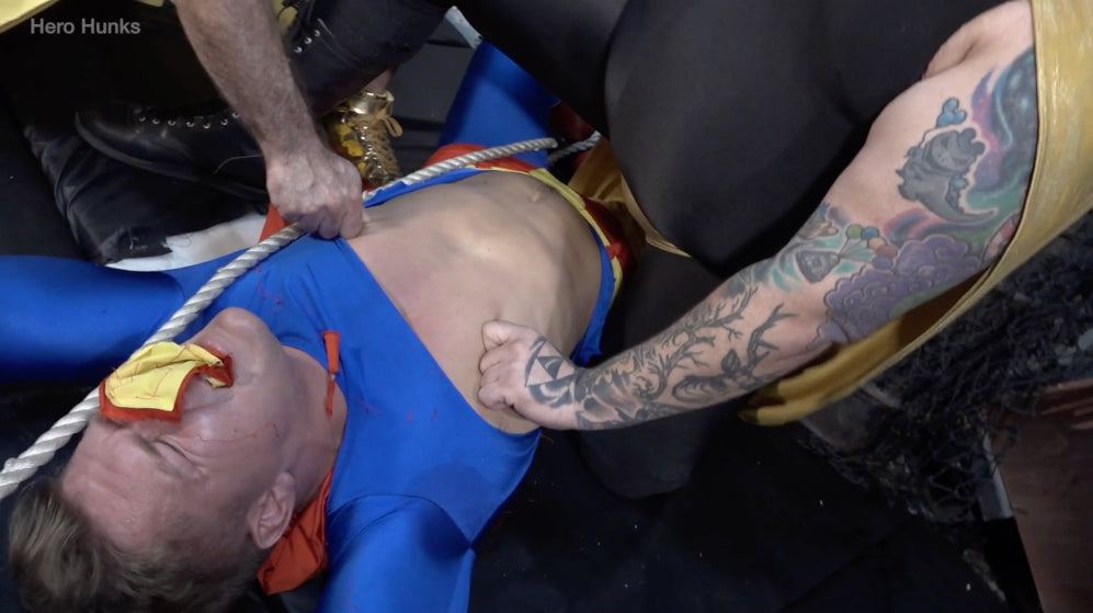 Steel Man Stripped & Double-Teamed! Steel Man vs. Golden Terror & Golden Wheeler